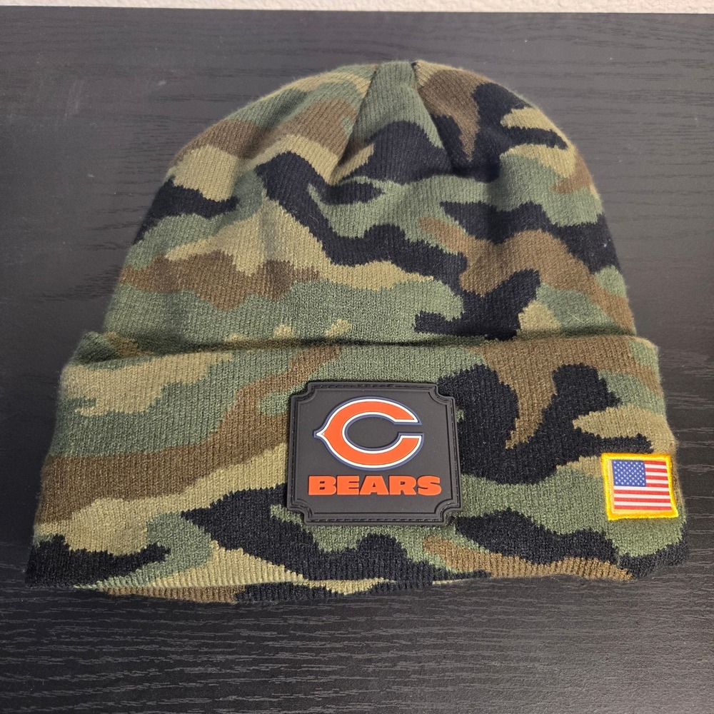 NFL Chicago Bears Beanie Mens OSFM Camo Salute To Service Knit Hat